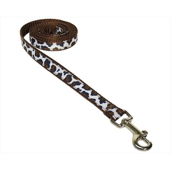 Sassy Dog Wear Sassy Dog Wear LEOPARD-WHITE1-L 4 ft. Leopard Dog Leash; White & Brown - Extra Small - LEOPARD-WHITE1-L