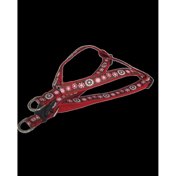 Sassy Dog Wear Wild Flowers Red Dog Harness Adjusts 23 35 in. Large - WILD FLOWER RED4-H