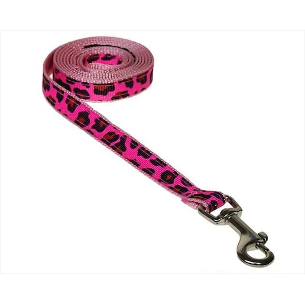 Sassy Dog Wear Sassy Dog Wear LEOPARD-FRUIT PUNCH1-L 4 ft. Leopard Dog Leash; Pink - Extra Small - LEOPARD-FRUIT PUNCH1-L