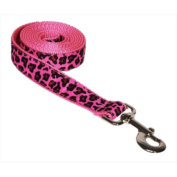 Sassy Dog Wear Sassy Dog Wear LEOPARD-FRUIT PUNCH4-L 6 ft. Leopard Dog Leash; Pink - Large - LEOPARD-FRUIT PUNCH4-L