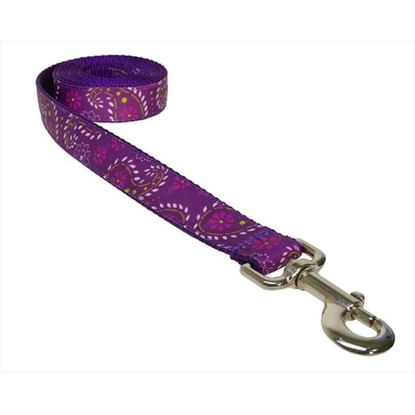 Sassy Dog Wear Sassy Dog Wear PRETTY PAISLEY4-L 6 ft. Pretty Paisley Dog Leash; Purple - Large - PRETTY PAISLEY4-L
