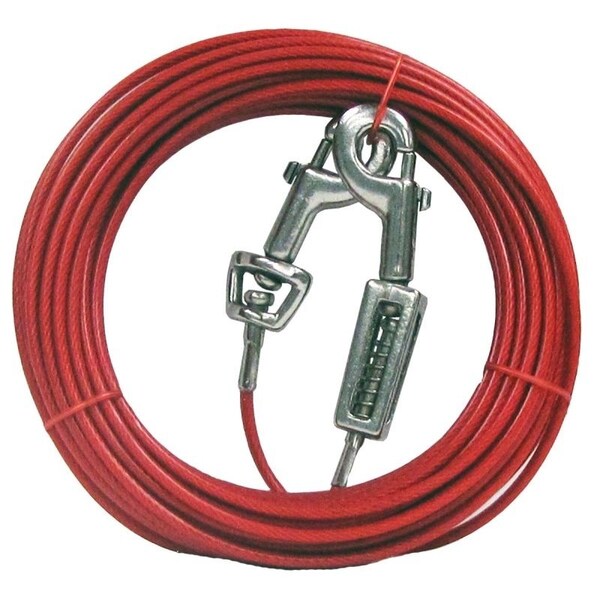 Boss Pet PDQ TieOut with Spring, 30 ft L BeltCable, For Large Dogs up to 60 lb - Q3530SPG99