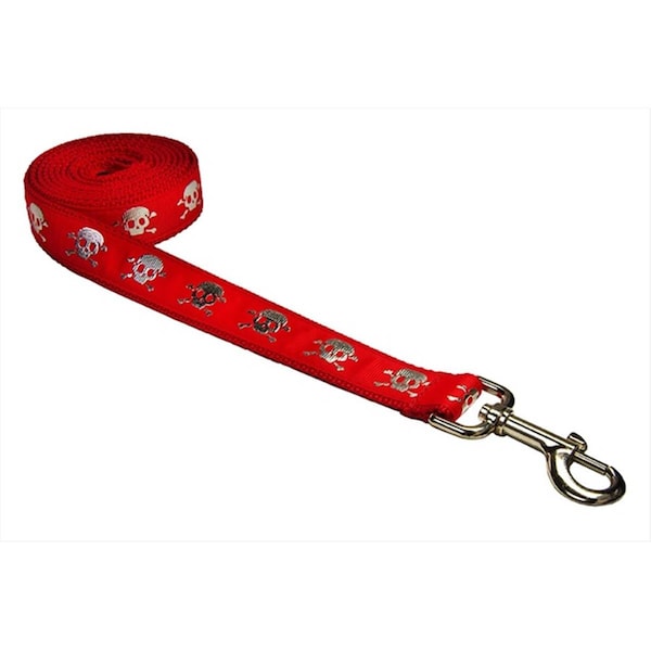 Fly Free Zone 6 ft. Reflective Skull Dog Leash, Red - Medium - FL124440