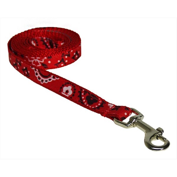 Fly Free Zone 4 ft. Bandana Dog Leash, Red - Extra Small - FL124376