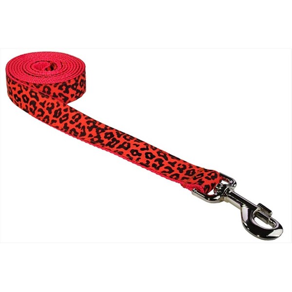 Sassy Dog Wear 6 ft. Leopard Dog Leash- Orange - Medium - LEOPARD-ORANGE3-L