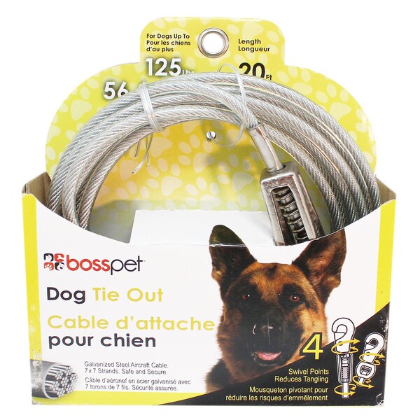 Pdq PDQ Silver Tie-Out Vinyl Coated Cable Dog Tie Out X-Large - Q5720SPG99
