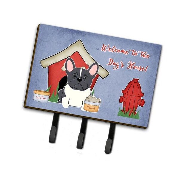 Carolines Treasures Carolines Treasures BB2766TH68 Dog House Collection French Bulldog Black & White Leash or Key Holder - BB2766TH68