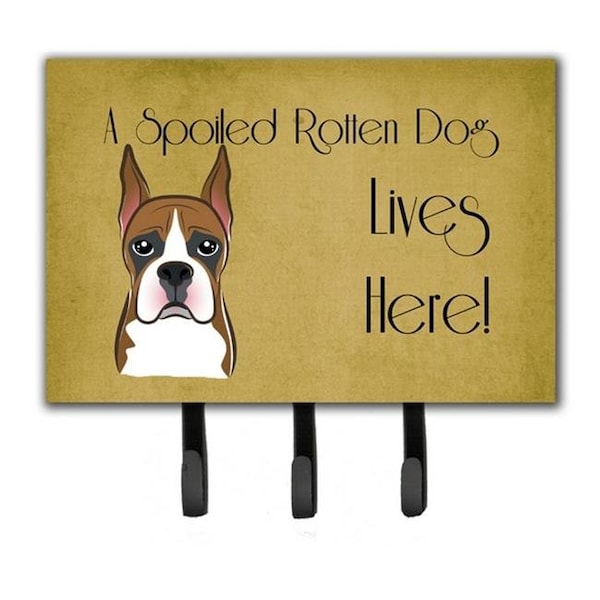Carolines Treasures Carolines Treasures BB1471TH68 Boxer Spoiled Dog Lives Here Leash & Key Holder - BB1471TH68