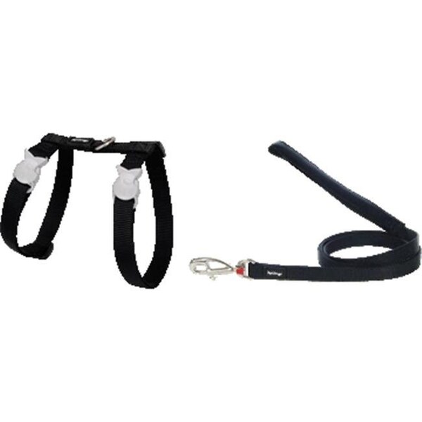 Red Dingo Red Dingo CH-ZZ-BB-SM Cat Harness & Lead Combo Classic Black - CH-ZZ-BB-SM