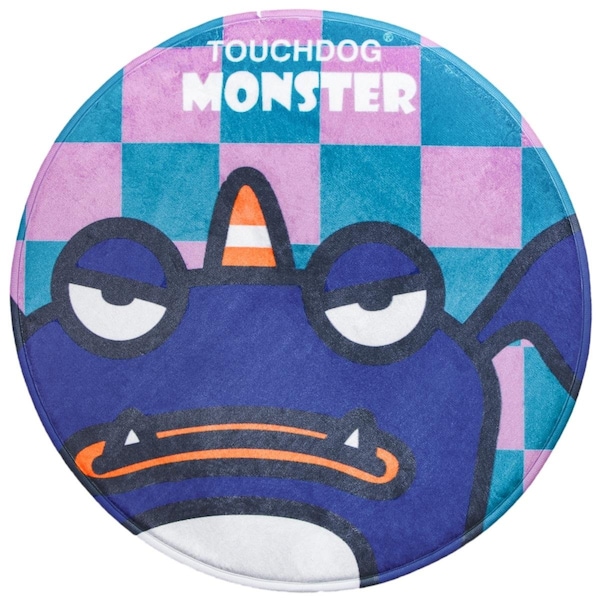 Touchdog Cartoon Crabby Tooth Monster Rounded Cat & Dog Mat - Navy Monster - One Size - PB103