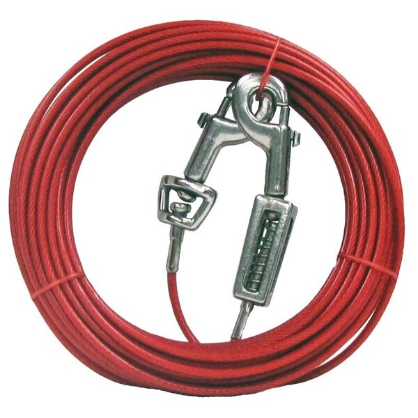 Boss Pet PDQ TieOut with Spring, 40 ft L BeltCable, For Large Dogs up to 60 lb - Q3540SPG99
