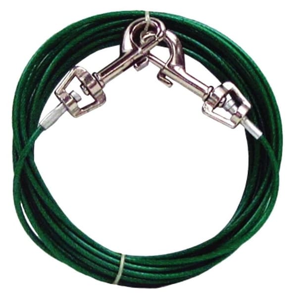 Boss Pet PDQ Pet TieOut Belt with Twin Swivel Snap, 20 ft L BeltCable, For Small Dogs Up to 10 lb - Q222000099