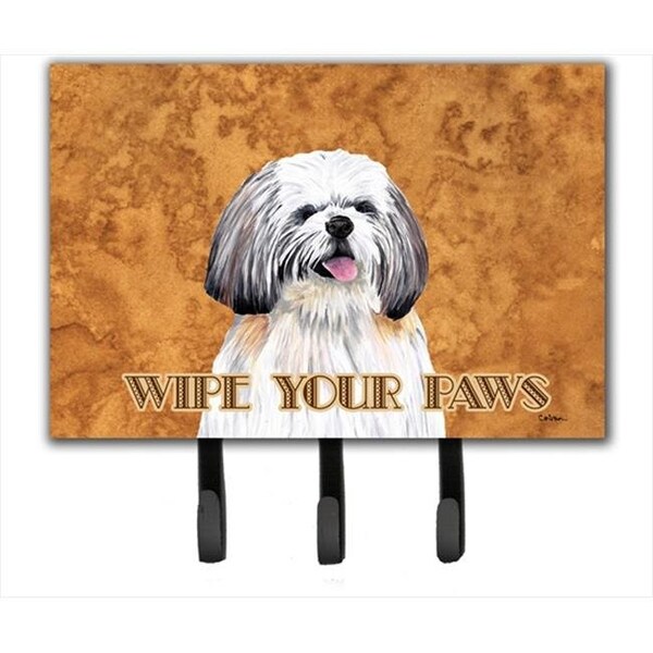 Carolines Treasures Carolines Treasures SC9128TH68 6 x 9 In. Shih Tzu Wipe your Paws Leash or Key Holder - SC9128TH68