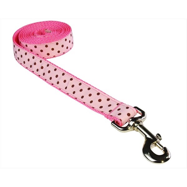 Flyfree POLKA DOT-PINK-BROWN4-L 6 ft. Polka Dot Dog LeashPink & Brown Large - FL516014