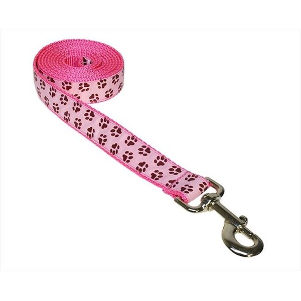 Sassy Dog Wear Sassy Dog Wear PUPPY PAWS-LT. PINK-CHOC.4-L 6 ft. Puppy Paws Dog Leash; Pink & Brown - Large - PUPPY PAWS-LT. PINK/CHOC.4-L