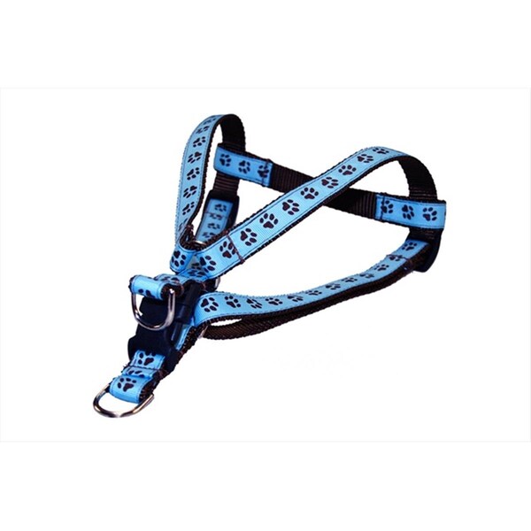 Flyfree PUPPY PAWS-BLUE-CHOC.3-H Puppy Paws Dog HarnessBlue & Brown Medium - FL511891