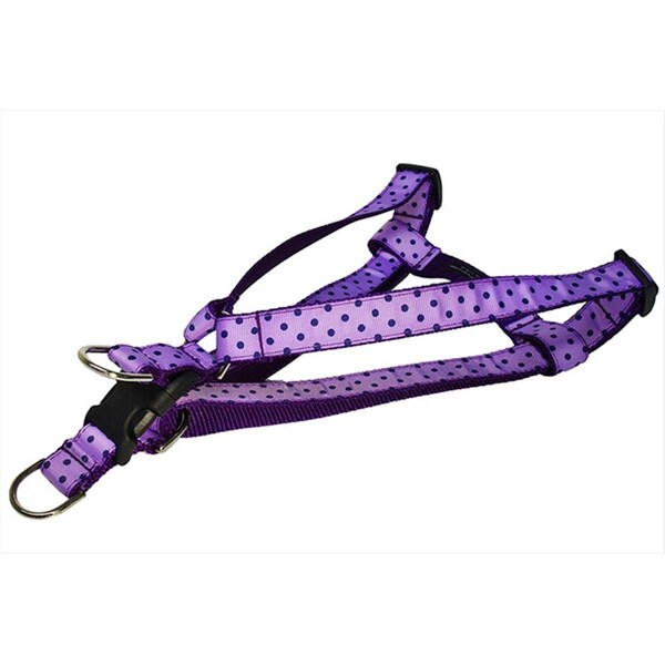 Flyfree POLKA DOT-ORCHID-NAVY3-H Polka Dot Dog HarnessOrchid & Navy Medium - FL521803