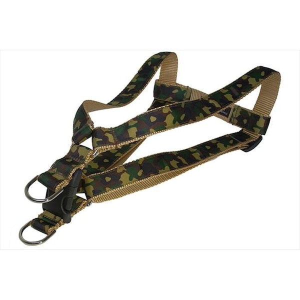 Fly Free Zone CAMOUFLAGE-TAN-GRN3-H Camouflage Dog Harness - Tan & Green; Medium - FL124383