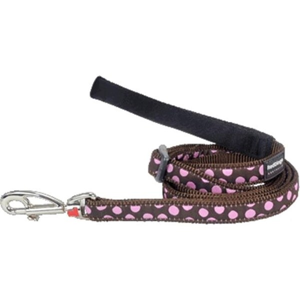 Red Dingo Red Dingo L6-S1-BR-LG Dog Lead Design Pink Dots on Brown; Large - L6-S1-BR-LG