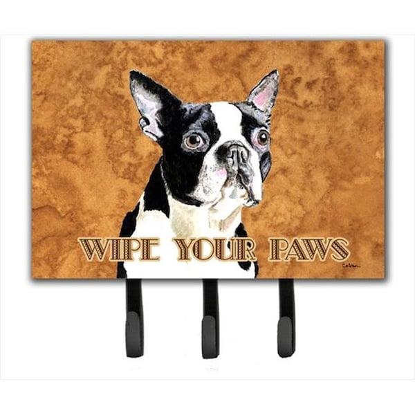 Carolines Treasures Carolines Treasures SC9140TH68 6 x 9 In. Boston Terrier Wipe your Paws Leash or Key Holder - SC9140TH68