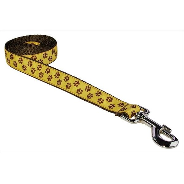 Sassy Dog Wear Sassy Dog Wear PUPPY PAWS-YELLOW4-L 6 ft. Puppy Paws Dog Leash; Yellow & Brown - Large - PUPPY PAWS-YELLOW4-L