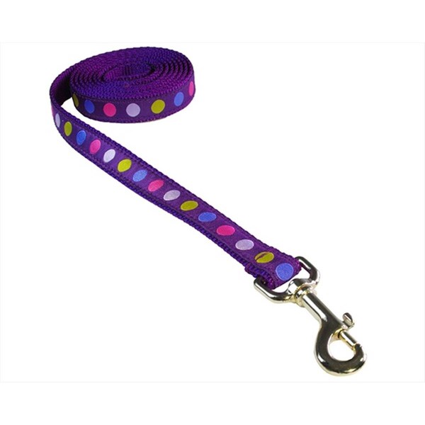Flyfree POLKA DOT-PURPLE-MULTI3-L 6 ft. Dot Dog LeashPurple & Multi Medium - FL685320