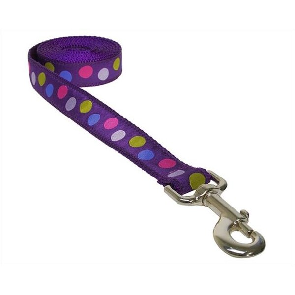 Sassy Dog Wear Sassy Dog Wear POLKA DOT-PURPLE-MULTI4-L 6 ft. Dot Dog Leash; Purple & Multi - Large - POLKA DOT-PURPLE/MULTI4-L