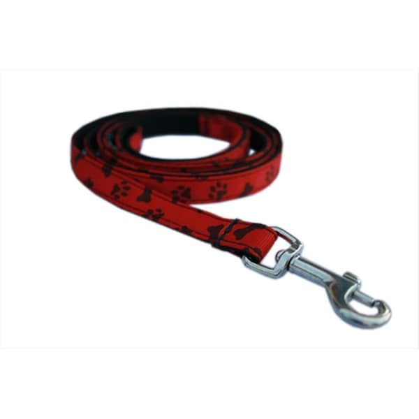 Flyfree PAWS-BONES-POPPY1-L 4 ft. Paws & Bones-Poppy Dog LeashRed Extra Small - FL685316
