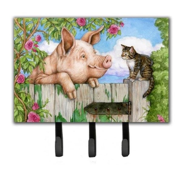 Carolines Treasures Carolines Treasures CDCO0349TH68 Pig at the Gate with the Cat Leash or Key Holder - CDCO0349TH68
