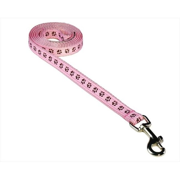 Sassy Dog Wear Sassy Dog Wear PUPPY PAWS-LT. PINK-CHOC.1-L 4 ft. Puppy Paws Dog Leash; Pink & Brown - Extra Small - PUPPY PAWS-LT. PINK/CHOC.1-L
