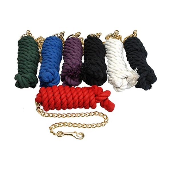 Jacks 075 in x 10 ft Cotton Lead Rope with 20 in Brass Plated Snap Navy - 1307NV