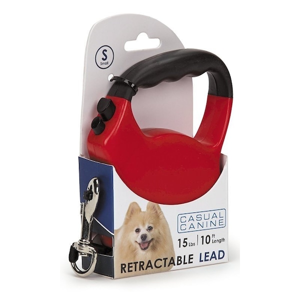 Casual Canine Belt Retractable Lead, 10 ft L, Red, Fastening Method: Snap Hook, S Breed - 11610 10 83