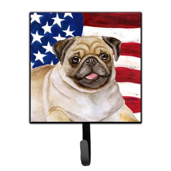 Carolines Treasures Carolines Treasures BB9718SH4 Fawn Pug Patriotic Leash or Key Holder - BB9718SH4