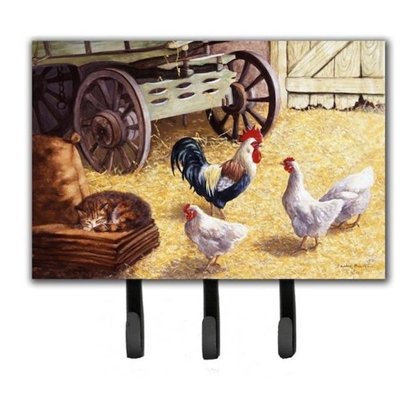 Jensendistributionservices Rooster & Hens Chickens in the Barn Leash or Key Holder - MI260504