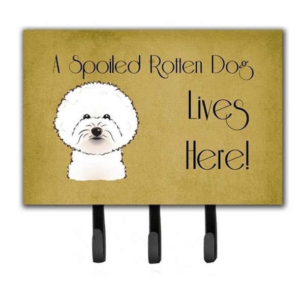 Carolines Treasures Carolines Treasures BB1465TH68 Bichon Frise Spoiled Dog Lives Here Leash & Key Holder - BB1465TH68