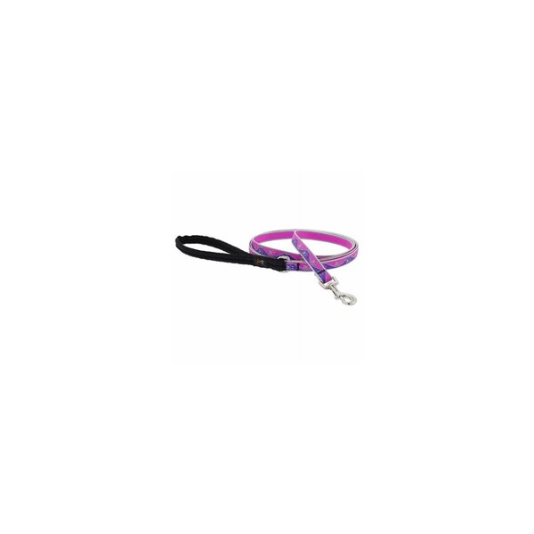 Lupine Dog Leash, Reflective Pink Paws Pattern, 1/2-In. x 6-Ft. - 48539
