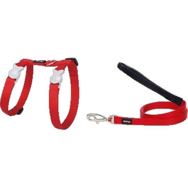 Red Dingo Red Dingo CH-ZZ-RE-SM Cat Harness & Lead Combo Classic Red - CH-ZZ-RE-SM