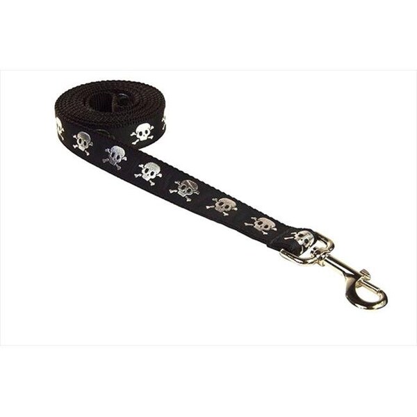 Sassy Dog Wear Sassy Dog Wear REFLECTIVE SKULL-BLACK4-L 6 ft. Skull Print Dog Leash; Black - Large - REFLECTIVE SKULL-BLACK4-L