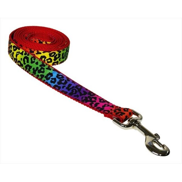 Sassy Dog Wear Sassy Dog Wear LEOPARD-RAINBOW4-L 6 ft. Leopard Dog Leash; Rainbow - Large - LEOPARD-RAINBOW4-L