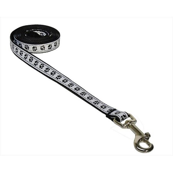 Sassy Dog Wear Sassy Dog Wear PUPPY PAWS-BLACK-WHT1-L 4 ft. Puppy Paws Dog Leash; Black & White - Extra Small - PUPPY PAWS-BLACK/WHT1-L