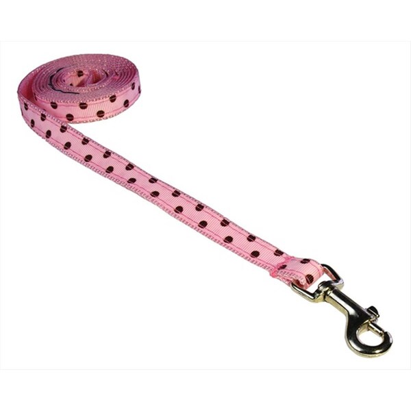 Flyfree POLKA DOT-PINK-BROWN1-L 4 ft. Polka Dot Dog LeashPink & Brown Extra Small - FL516012