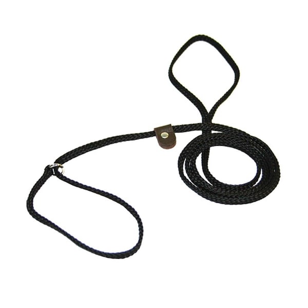 Domesticated Supplies Flat Braided Rope Lead with Slip, Black - 0.25 in. - DO1664118