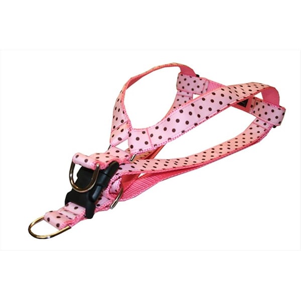 Flyfree POLKA DOT-PINK-BROWN4-H Polka Dot Dog HarnessPink & Brown Large - FL511064