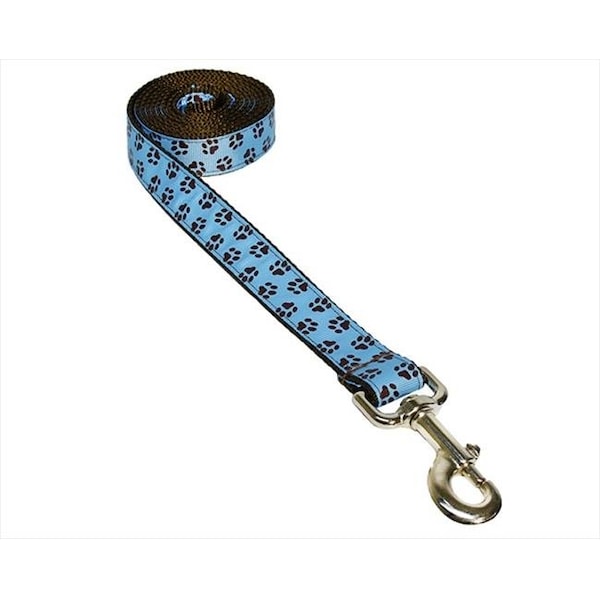 Sassy Dog Wear Sassy Dog Wear PUPPY PAWS-BLUE-CHOC.4-L 6 ft. Puppy Paws Dog Leash; Blue & Brown - Large - PUPPY PAWS-BLUE/CHOC.4-L