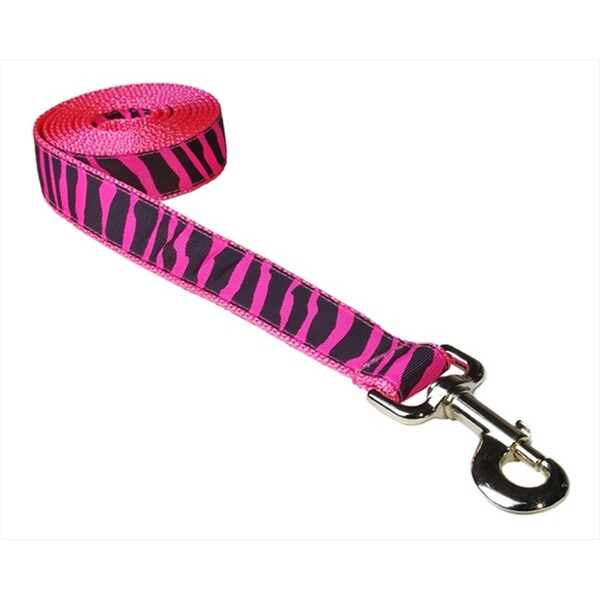 Sassy Dog Wear 6 ft. Zebra Dog Leash- Pink - Medium - ZEBRA-PINK3-L