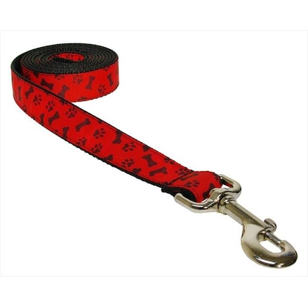 Sassy Dog Wear Sassy Dog Wear PAWS-BONES-POPPY3-L 6 ft. Paws & Bones-Poppy Dog Leash; Red - Medium - PAWS-BONES/POPPY3-L