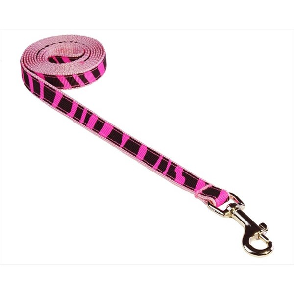 Sassy Dog Wear 4 ft. Zebra Dog Leash- Pink - Extra Small - ZEBRA-PINK1-L