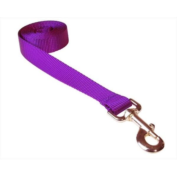Sassy Dog Wear Sassy Dog Wear SOLID PURPLE MED-L 6 ft. Nylon Webbing Dog Leash; Purple - Medium - SOLID PURPLE MED-L