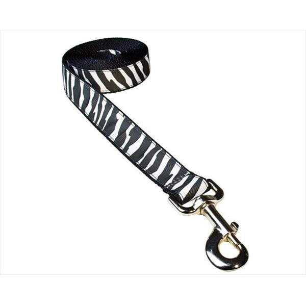 Sassy Dog Wear Sassy Dog Wear ZEBRA-WHITE-BLK.3-L 6 ft. Zebra Dog Leash; White & Black - Medium - ZEBRA-WHITE/BLK.3-L