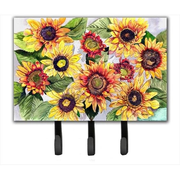 Carolines Treasures Carolines Treasures 8766TH68 6 x 9 in. Sunflowers Leash or Key Holder - 8766TH68
